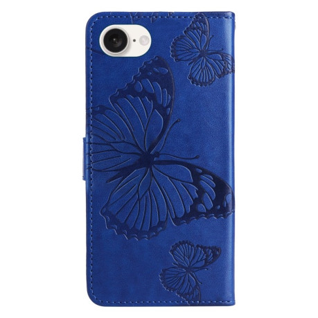 Чехол-книжка Embossed Butterfly для iPhone 16e - синий