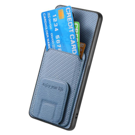 Противоударный чехол Carbon Fiber Card Bag для Samsung Galaxy A36 - синий