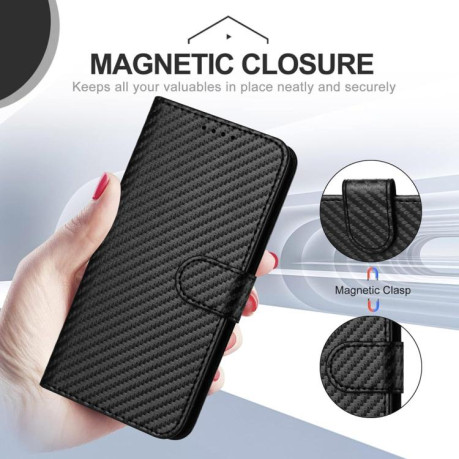 Чехол-книжка Carbon Fiber Texture на Realme GT7 Pro - черный