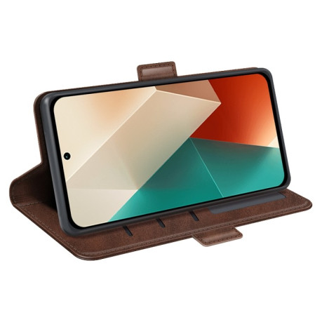 Чохол-книжка Dual-side Magnetic Buckle для Xiaomi Redmi Note 13 5G - коричневий