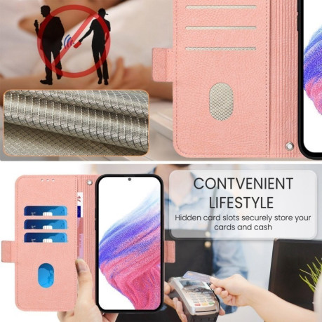 Чехол-книжка Embossed Rose RFID Anti-theft Leather для Samsung Galaxy A16 5G - розовый