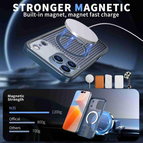Чохол kalebol Honeycomb Cooling з MagSafe та підставкою на iPhone 17 Pro - синій