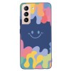 Противоударный чехол Painted Smiley Face для Samsung Galaxy S21 FE 5G - синий