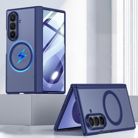 Напівпрозорий магнітний чохол Escase з плівкою на Samsung Galaxy Fold8 Ultra 5G — синій
