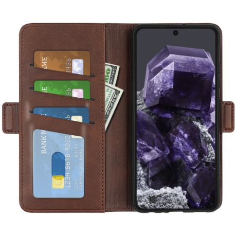 Чехол-книжка Dual-side Magnetic Buckle для Google Pixel 8a - коричневый