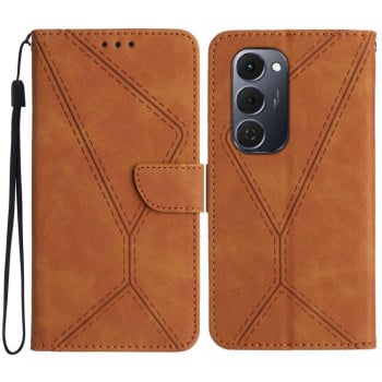 Чехол-книжка Stitching Embossed Leather на Tecno Spark 40 Pro+ 4G — коричневый