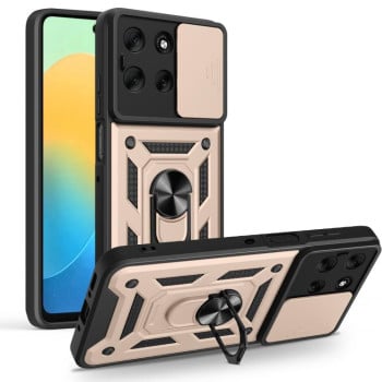 Чохол із шторкою на камеру Sliding Camshield та підставкою на Motorola Moto G56 5G - золотий
