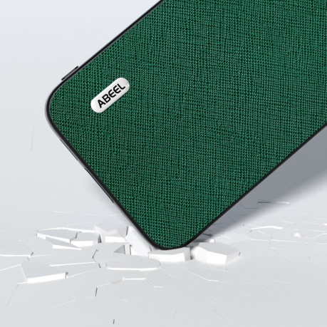 Противоударный чехол ABEEL Genuine Leather  Cross Texture для Samsung Galaxy S23 FE 5G - зеленый