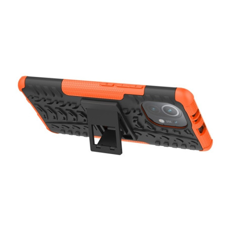 Противоударный чехол Tire Texture на Xiaomi Mi 11 - оранжевый