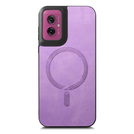 Чехол Retro MagSafe Magnetic PU на Motorola Moto G55 - фиолетовый