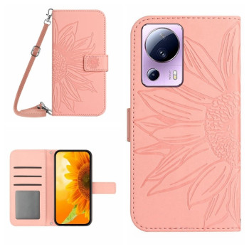 Чохол-книжка Skin Feel з малюнком соняшника на Xiaomi 13 Lite - рожевий