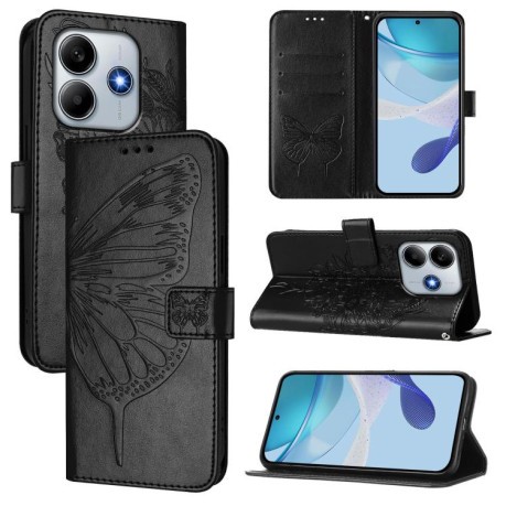 Чехол-книжка Embossed Butterfly для Xiaomi Poco M7 Pro 5G Global - черный