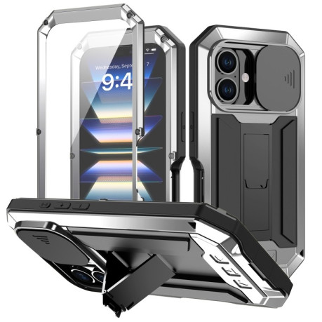 Чохол протиударний R-JUST Sliding для iPhone 16 Plus - сріблястий