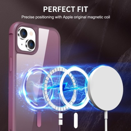Чехол противоударный MagSafe Magnetic для iPhone 15 - винно-красный