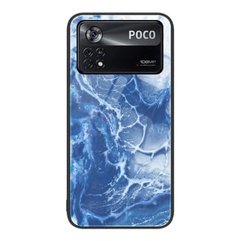 Протиударний скляний чохол Marble Pattern Glass на Xiaomi Poco X4 Pro 5G - Blue Ocean