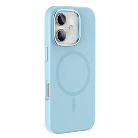 Противоударный чехол Mutural Karen Series Liquid Silicone MagSafe Magnetic для iPhone 16 - голубой