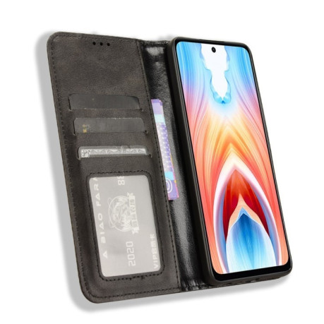 Чехол-книжка Magnetic Buckle Retro Crazy Horse Texture на  OnePlus Nord N30 SE / OPPO A79 5G - черный