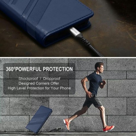Чехол-книжка Embossed Multi-functional Wallet Retro Leather на Realme GT7 Pro - синий