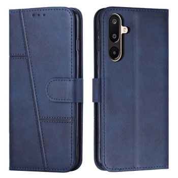 Чехол-книжка со строчкой и фактурой Calf на на Samsung Galaxy F16 5G / M16 5G - синий