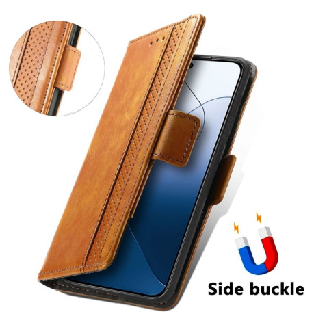 Чехол-книжка CaseNeo Splicing Dual Magnetic Buckle Leather для Xiaomi 14 Pro - хаки