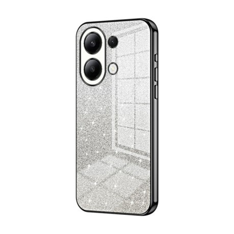 Ударозащитный чехол Gradient Glitter Powder Electroplated на Xiaomi Redmi Note 13 4G - черный