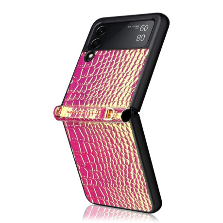 Противоударный чехол Siamese Pearl Texture для Samsung Galaxy Z Flip3 5G - розовое золото