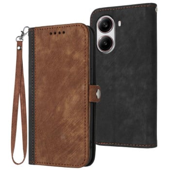 Чохол-книжка Side Buckle Double Fold Hand Strap Leather на Redmi Turbo 4 / Xiaomi Poco X7 Pro - коричневий