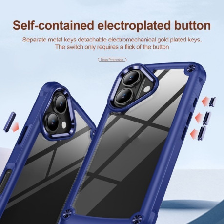 Противоударный чехол Lens Protection на iPhone 16 Plus - синий