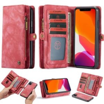 Кожаный чехол- кошелек CaseMe-008 на iPhone 11-красный