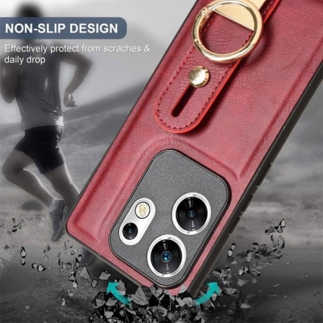 Противоударный чехол Wristband Leather Back для Infinix Zero 30 4G - красный