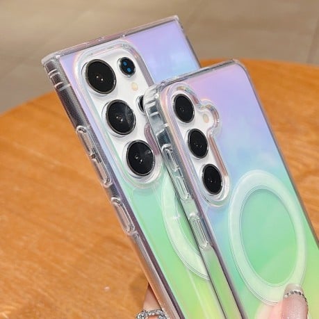 Чехол Gradient Color MagSafe Airbag на Samsung Galaxy S25 FE 5G — радужный