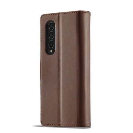 Чехол книжка LC.IMEEKE Calf Texture на Samsung Galaxy Fold4 5G - коричневый