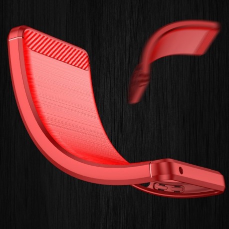 Чехол Brushed Texture Carbon Fiber на Realme C35 - красный