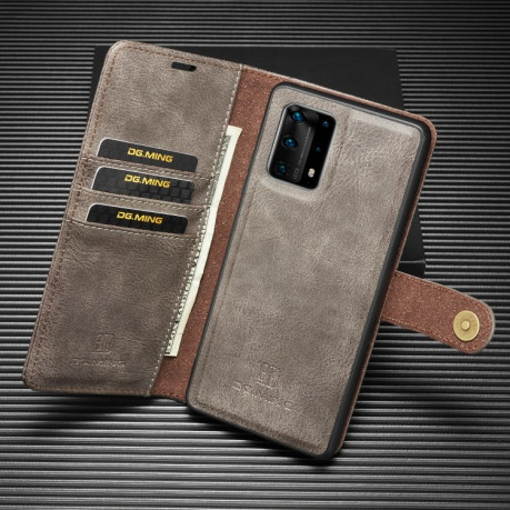 Кожаный чехол-книжка DG.MING Crazy Horse Texture на Samsung Galaxy A31 - коричневый