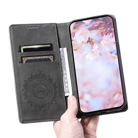 Чехол-книжка с тиснением Totem Embossed на Samsung Galaxy A17 5G - серый
