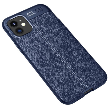 Противоударный чехол Litchi Texture на iPhone 12 Mini - синий