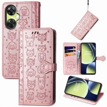Чехол-книжка Cat and Dog для OnePlus Nord N30/CE 3 Lite - розовое золото