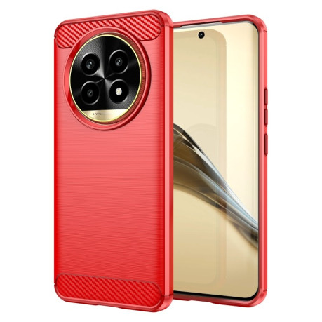 Протиударний чохол Brushed Texture Carbon Fiber на Realme 13 Pro+ 5G - червоний