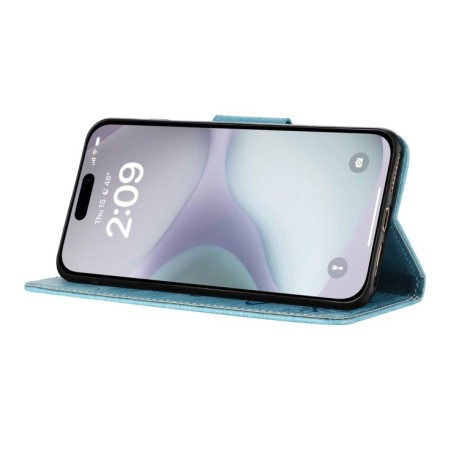 Чохол-книжка Embossed Butterfly для iPhone 16 Plus - синій