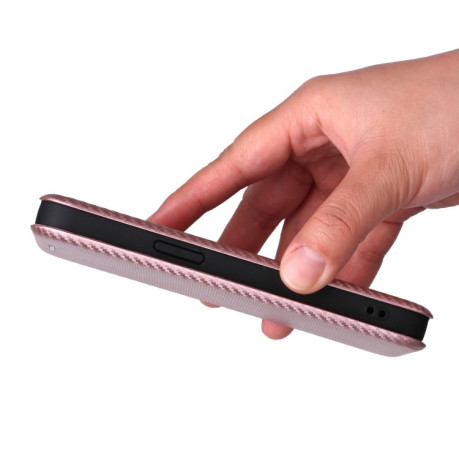 Чехол-книжка Carbon Fiber Texture на iPhone 16e - розовый