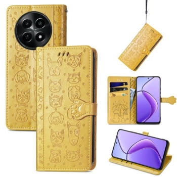 Чехол-книжка Cat and Dog для Realme 13 5G/12 5G/12X 5G - желтый
