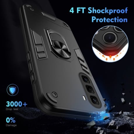 Ударозащитный чехол Metal Ring Holder для Infinix Hot 50 Pro+ 4G - черный