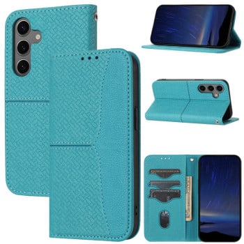Чохол-книжка з фактурою “плетіння” Woven та декоративним рядком Stitching на Samsung Galaxy S25 FE 5G - синій