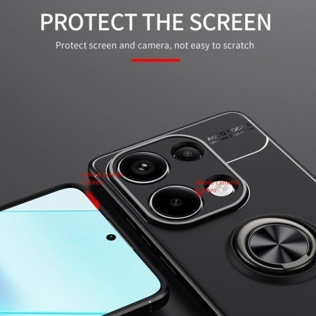 Ударозахисний чохол Metal Ring Holder для Xiaomi Redmi Note 13 Pro 4G / Poco M6 Pro 4G - чорно-червоний