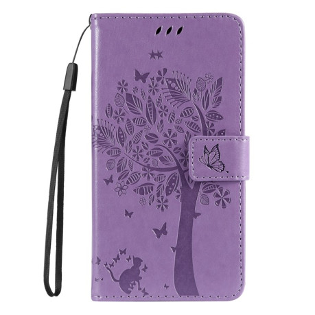 Чехол-книжка Happy Cat Pattern для Xiaomi Redmi Note 14 5G/Poco M7 Pro 5G - фиолетовый