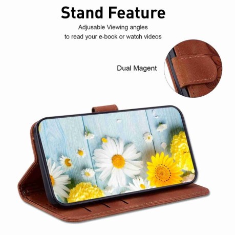 Чохол-книжка Lily Embossed Leather на Samsung Galaxy S24 5G - коричневий