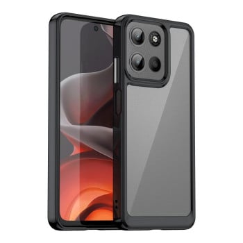 Противоударный чехол  Colorful Acrylic Series с цветной силиконовой боковиной на Motorola Moto G15 - черный