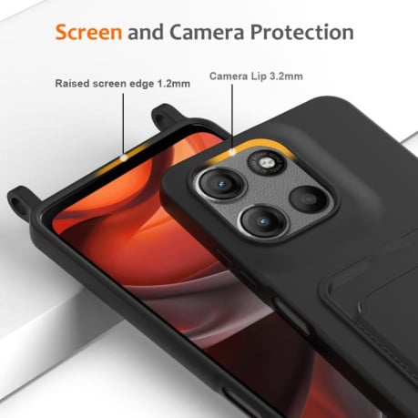 Силіконовий чохол Integrated Card Bag Solid Color Liquid Silicone на Motorola Moto G15/G15 Power 4G - чорний