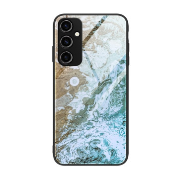 Противоударный стеклянный чехол Marble Pattern Glass на Samsung Galaxy A34 5G - Beach