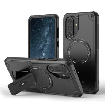 Противоударный чехол MagSafe Holder Armor PC Hybrid для Samsung Galaxy A36 / A56 5G - черный